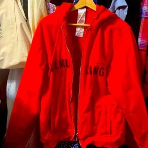 Red Helmut Lang Shane Oliver Zip Hoodie - L/XL